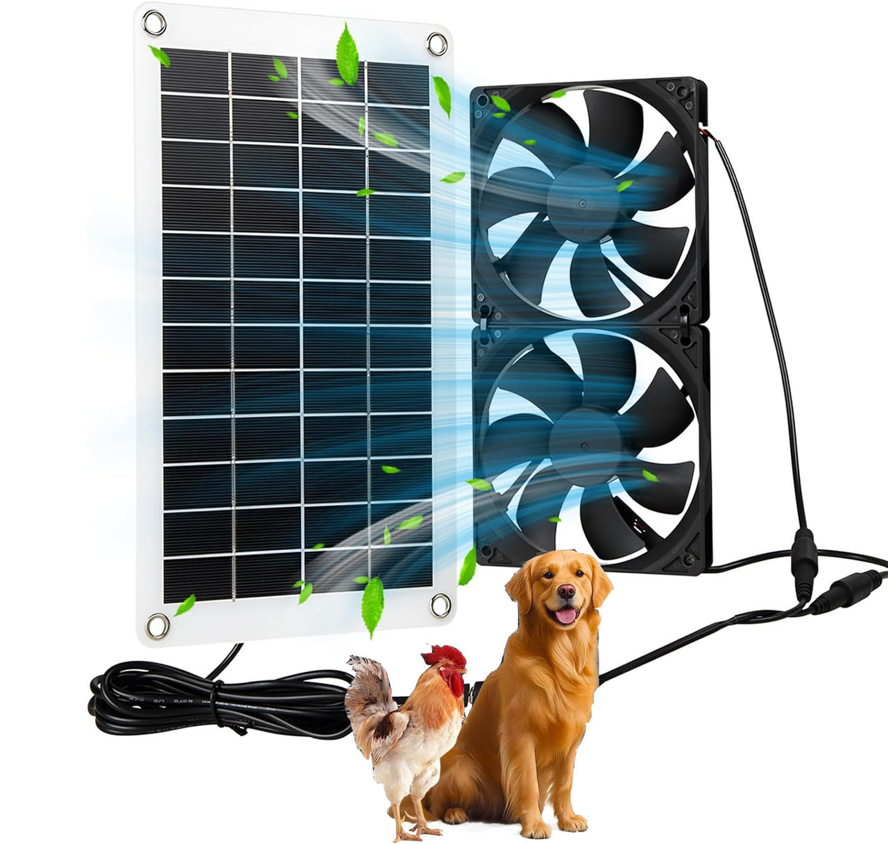 2er-pack 8-w-solar-abluftventilatoren – Ip65 Wasserdichte, Bürstenlose Gleichstromventilatoren Für Gewächshäuser, Hühnerställe, Hundehütten Und Unterstände Im Freien