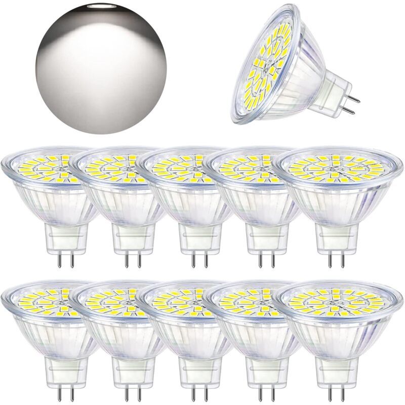 Gu5.3 Led-lampe, 6000 K Kaltweiß, Mr16 12 V 5 W Led, Entspricht Einer 50-w-halogenlampe, Nicht Dimmbare Led-strahler, 10er-packung