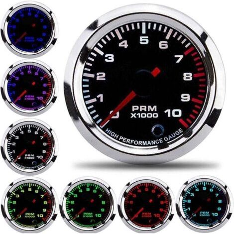 Green Mobility-drehzahlmesser, Universeller Drehzahlmesser Mit Umdrehungszähler, Durchmesser 52 Mm (2 Zoll), 7 Farben, Messbereich 0-10.000 U/min.