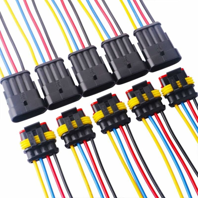 5er-pack Wasserdichter Kfz-stecker, 4-poliger Wasserdichter Elektrischer Steckverbinder, Wasserdichter 4-poliger Elektrischer Steckverbinder Fürs Auto, 4-poliger Wasserdichter Steckverbinder