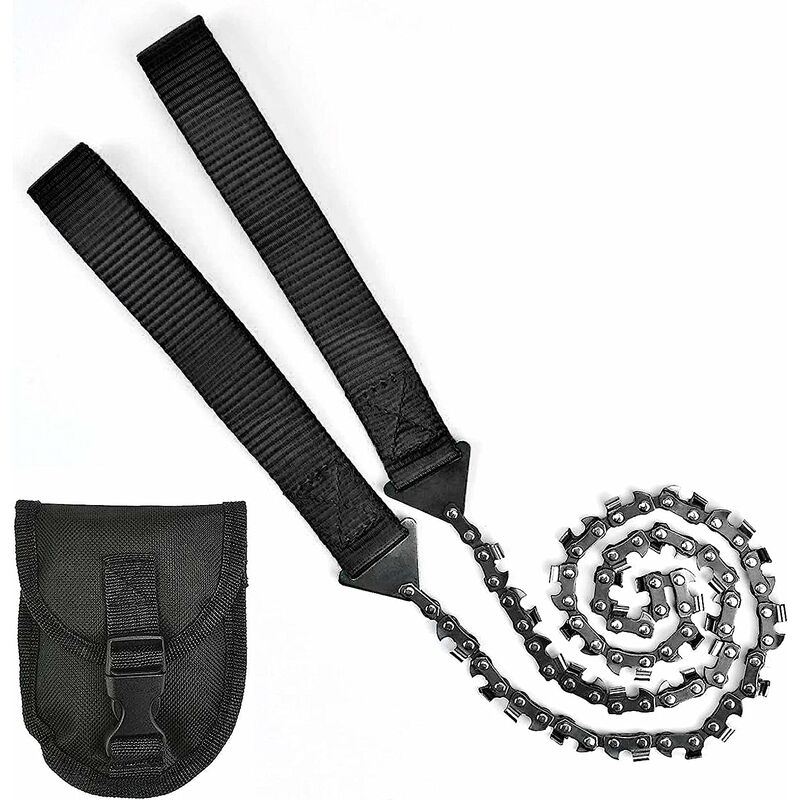 Reißverschluss-handsäge, Tragbare Kettensäge, 11-zahn-kettensäge, Manuelle Kettensäge, Für Outdoor-camping, Wandern, Jagd, Notfall-überlebenswerkzeuge (schwarz)