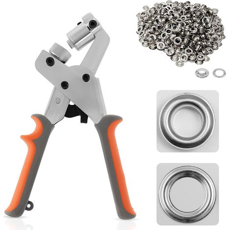 Ösenzange + Ösenset (inkl. 300 Ösen À 10 Mm) – Ösenzange Für Segeltuch Und Voile – Grau-orange