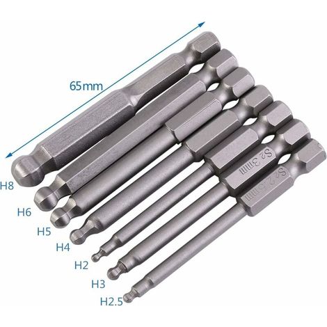Green Mobility – Set Mit 7 Kugelkopf-innensechskant-bits, Magnetische Kugelkopf-bits, 2 Mm, 2,5 Mm, 3 Mm, 4 Mm, 5 Mm, 6 Mm, 8 Mm Innensechskantschaft 1/4" Und 34", Länge 65 Mm