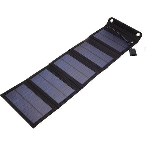 Tragbares Solarladegerät, 15 W 5 V 1,5 A Ausgangsleistung, Mit 2 Usb-anschlüssen, Faltbar, Kompatibel Mit Usb-verlängerungskabel (schwarz)