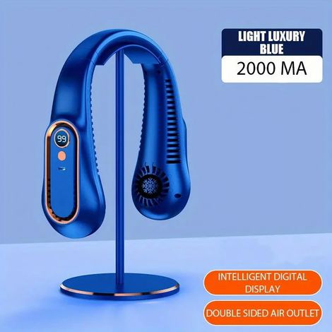 Blauer Nackenventilator – Nackenventilator – 5 Einstellungen – Kabellos – Mini-ventilator – Gesichtsventilator