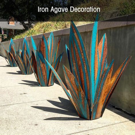 Metallene Agavenpflanze Als Dekoration, Innendekoration, Eisendekoration, Gartendekoration, Modell: Blau, 27 Cm, Blau