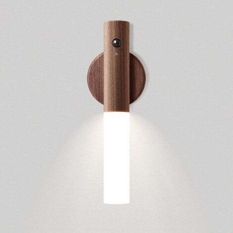 Green Mobility – Wiederaufladbare Led-wandleuchte Aus Holz Für Den Innenbereich – Infrarotsensor – Warmes Licht (2700 K) – Einfache Magnetische Montage – Für Treppenhäuser Und Flure