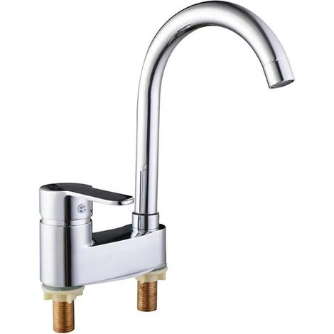 Doppelwaschtischarmatur, Großer Galvanisierter Winkel, Warm- Und Kaltwasser, Kupferlegierung, Mit Wasserzulaufrohr.