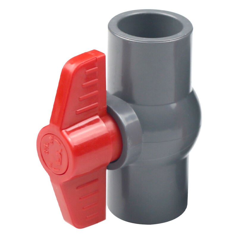 Pvc-kugelhahn, U-pvc-kunststoffventil, Gerade Anschlüsse (25 Mm) Zur Durchflusskontrolle Und Grauer Verschluss.