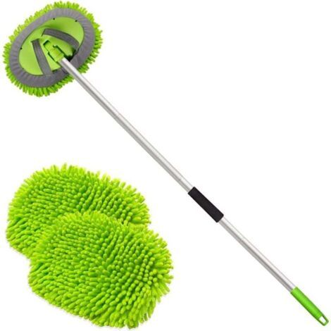 Green Mobility – 157 Cm (62 Zoll) Langes Mikrofaser-autoreinigungsset, 2 Kratzfeste Ersatz-chenille-bezüge, Griff Aus Aluminiumlegierung