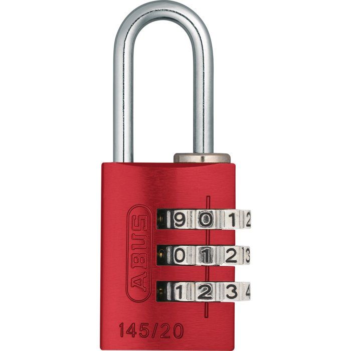 Kombinationsschlösser - Abus - 145/20 - 3 Ziffern - Rotes Aluminium - Stahlbügel
