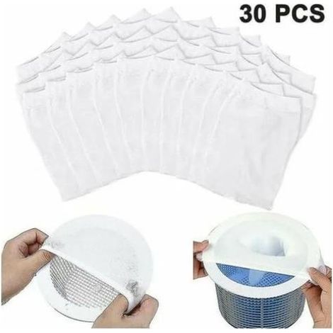Écumoires De Piscine, Paquet De 30 Sacs Filtrants Pour Écumoires De Piscine, Pour Piéger Les Feuilles Dans Les Piscines.