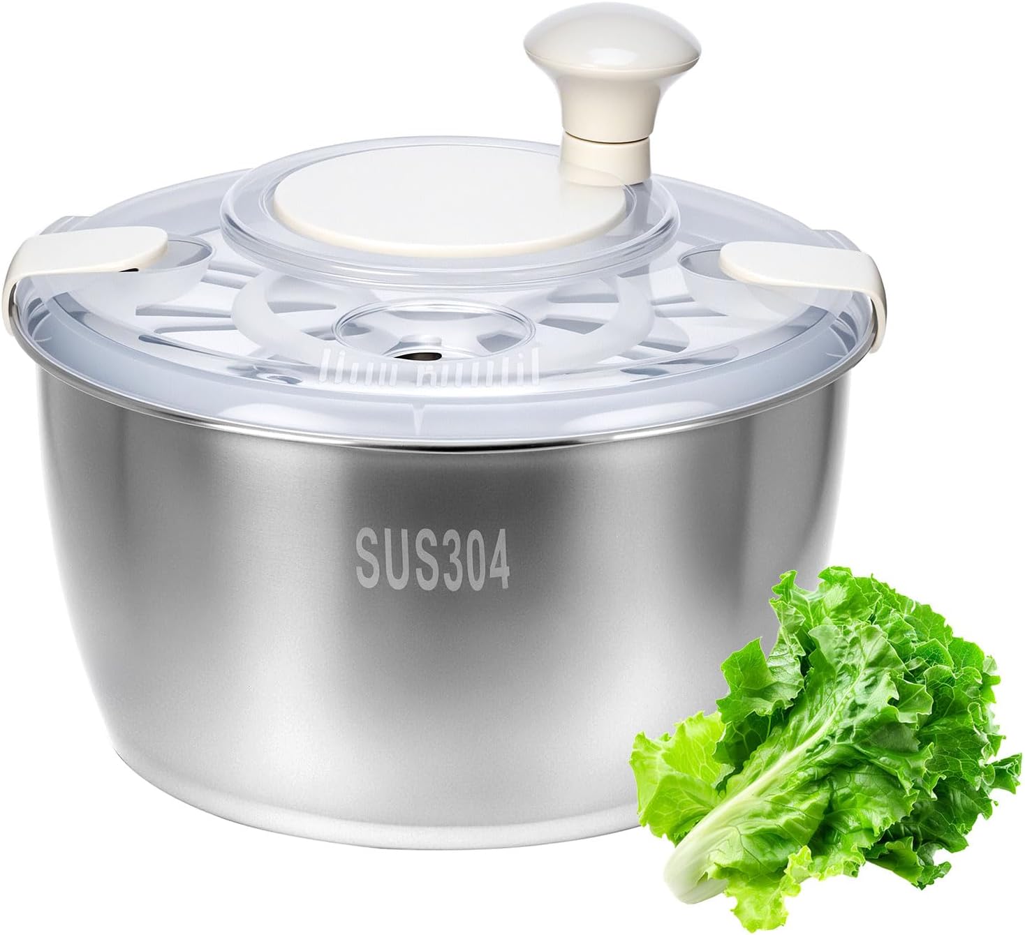 5-liter-salatschleuder Aus Edelstahl – Mit Kurbelgriff Und Rutschfestem Boden, Spülmaschinenfest