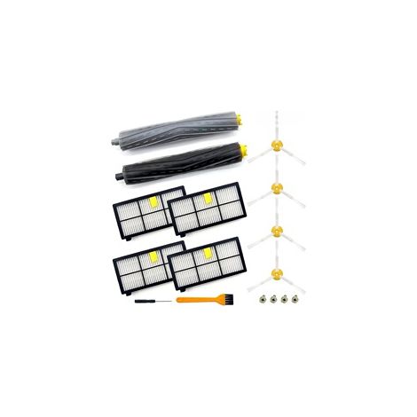 Accessoires Aspirateur Robot 15 Pièces Compatible Irobot Roomba 800 900 Series, Rouleaux En Caoutchouc Brosse Latérale Filtres