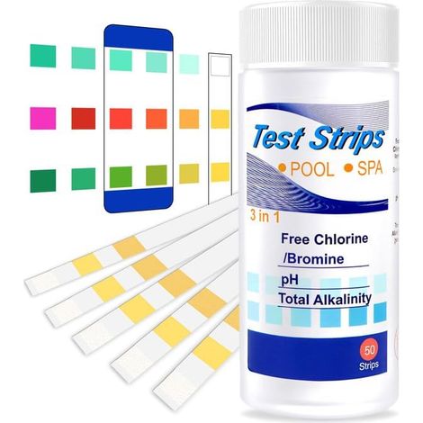 50 Pièces 3 En 1 Test Dureté De I'Eau, Test Eau Aquarium, Testeur Eau Potable, Kit De Test De Piscine Pour Tester Chlore Libre, L'Alcalinité Totale Et Ph