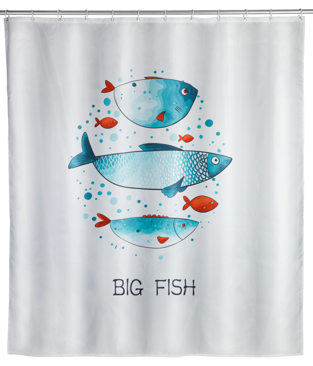 Duschvorhang Big Fish, Textil (polyester), 180 X 200 Cm, Waschbar, Mehrfarbig, Polyester Mehrfarbig - Mehrfarbig - Wenko