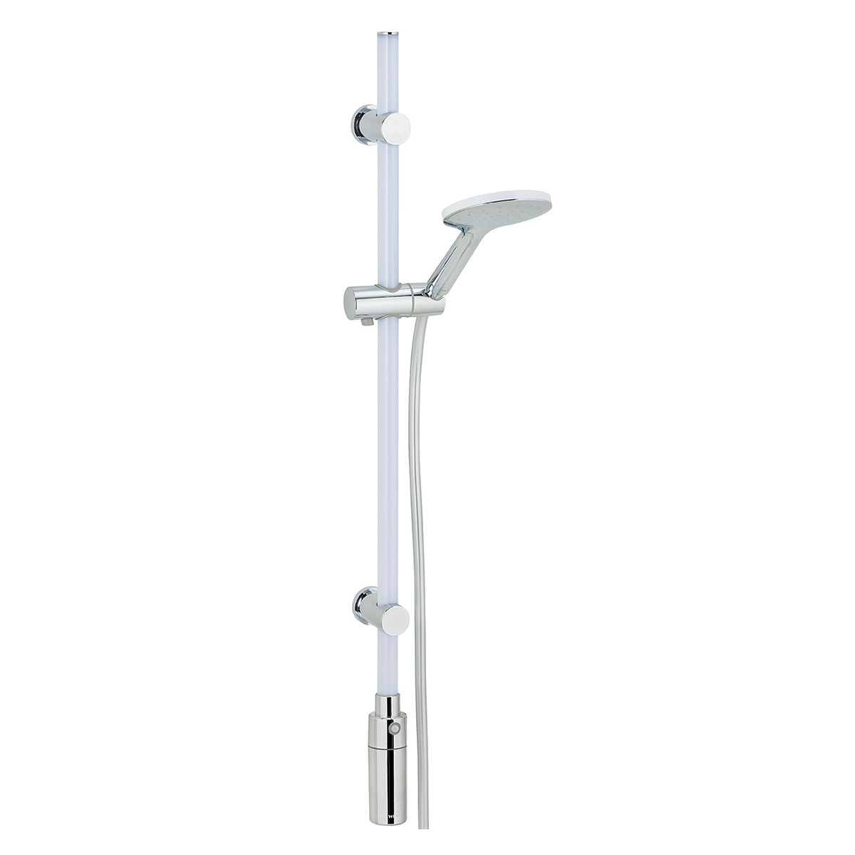 Wenko Led Duschstangen-set 94 Cm Warmweiß, Set Mit Beleuchteter Brausestange, Duschkopf & Duschschlauch , Polykarbonat Weiß, Kunststoff (abs) Chrom