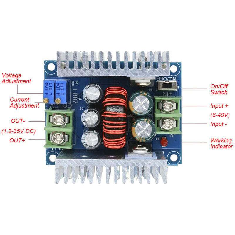 300-w-20-a-abwärtswandler (dc/dc-wandlermodul), Spannungsregler (6–40 V Dc Auf 1,2–36 V Dc), Einstellbare Spannung, Konstantstrom, Elektrolytkondensator, Silber