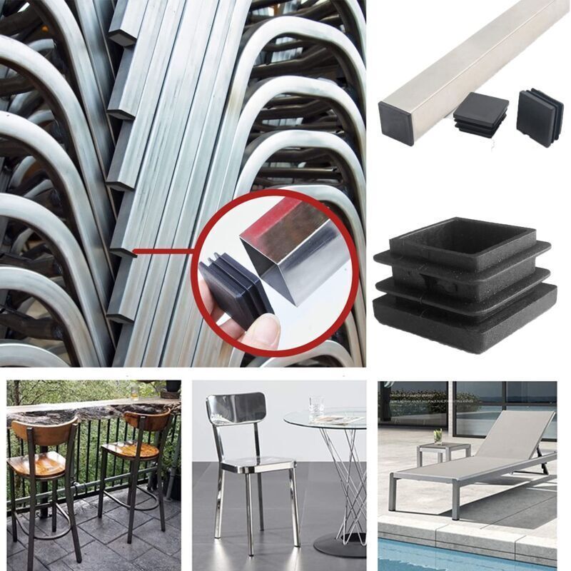 32er-packung 40 X 40 Mm Vierkantrohr-schlitzkappen, Schwarze Kunststoff-vierkant-endkappen Für Metallprodukte/stühle/sofas/tische