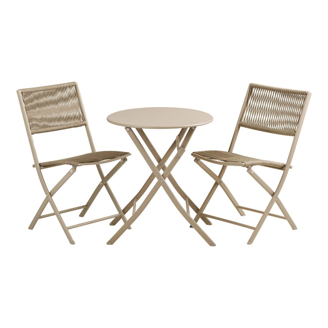 Arja Cafeset 1 Tisch 2 Stühle Taupe.