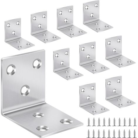 Set Mit 10 Edelstahl-eckwinkeln 40x40x40mm 90 Grad Rechtwinklige Eckwinkel Für Holzmöbel.