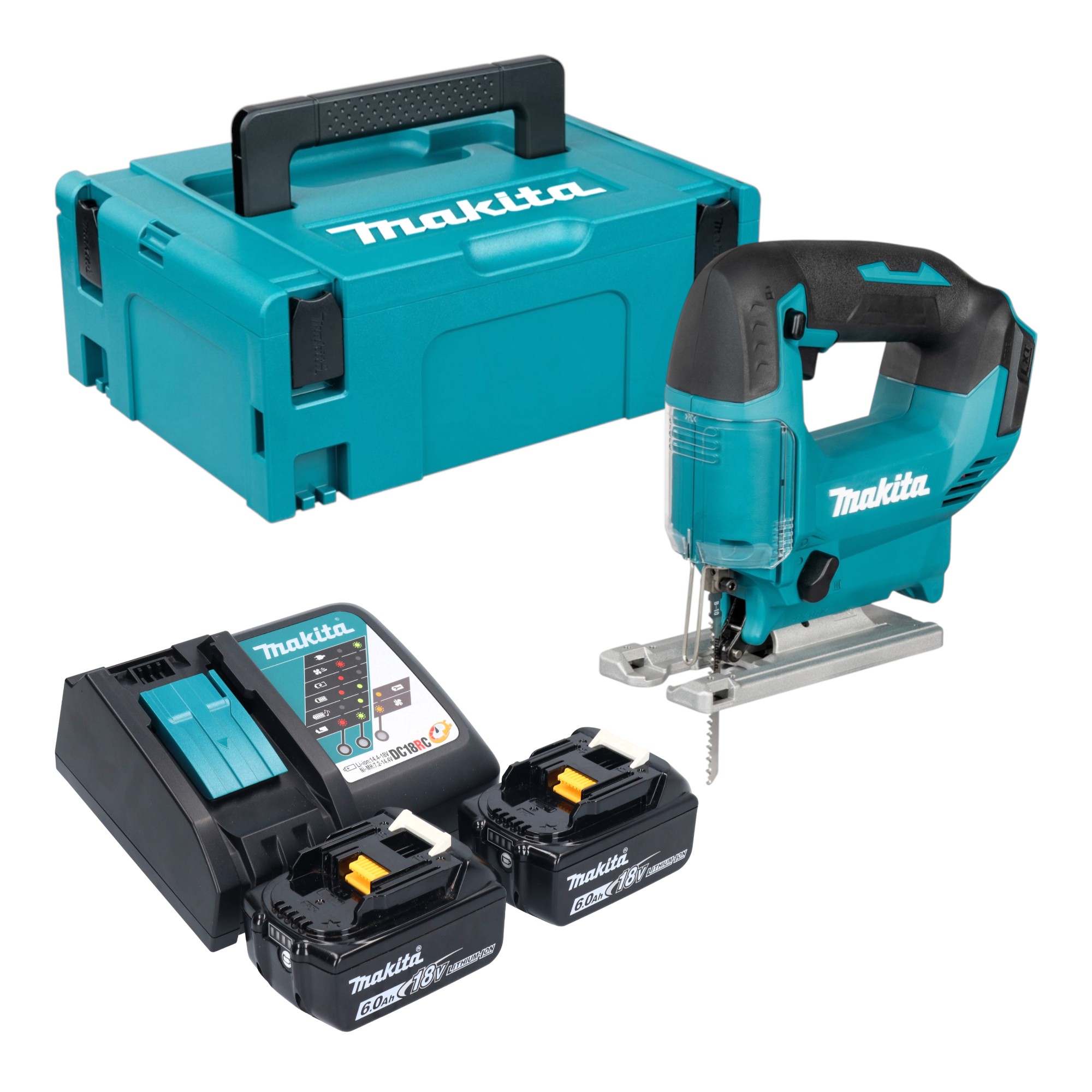Makita Djv 186 Rgj Akku Pendelhubstichsäge 18 V + 2x Akku 6,0 Ah + Ladegerät + Makpac