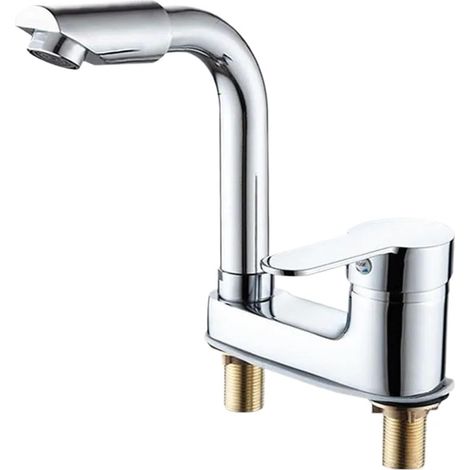 Waschbeckenarmatur Mit Zwei Löchern Für Warm- Und Kaltwasser, Keramikventileinsatz Mit Wasserzulaufrohr.