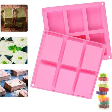 Green Mobility – 2 Seifenformen, Selbstgemachte Silikonformen, Rechteckige Kuchenform Für Kekse Und Pralinen, Diy-kavitätenformen (rosa)