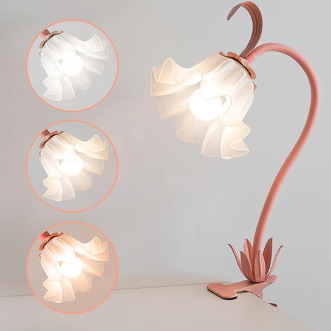 Blumenförmige Klemm-nachttischlampe, 3 Farbmodi, Usb-betrieben, Flexibler Hals, Ein Muss Für Studentenzimmer (rosa).