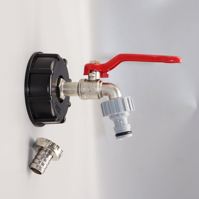 Torneira De Tanque 1000l Com Adaptador De Torneira De Mangueira De Jardim, Conector De Torneira S60x6 Ibc, Torneira De Jardim Para Coletor De Água Da Chuva (1/2 Adaptador De Plástico)