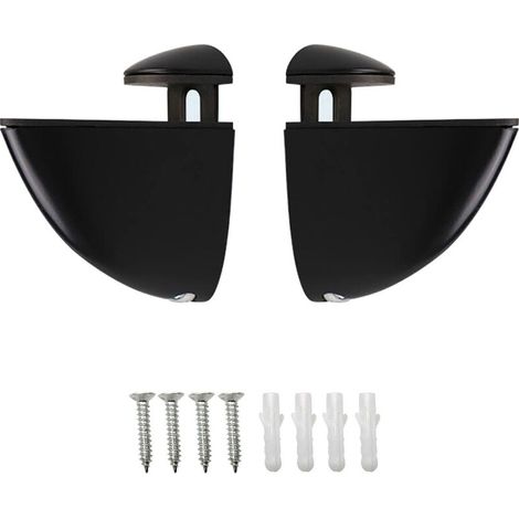 Stück Glasregalhalterungen, Glasclips, Verstellbare Glasregalträger Für Glas- Und Holzregale 2-21 Mm, Polierte Schwarze Oberfläche Mit Befestigungsschrauben