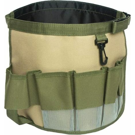Green Mobility Gartenwerkzeug-gürteltasche, Wasserdichte 600d Oxford-gewebe-eimertasche, Multifunktionale, Faltbare Werkzeugtasche Mit Transparenten Taschen, Gartenwerkzeug-organizer, Grüne Werkzeugta