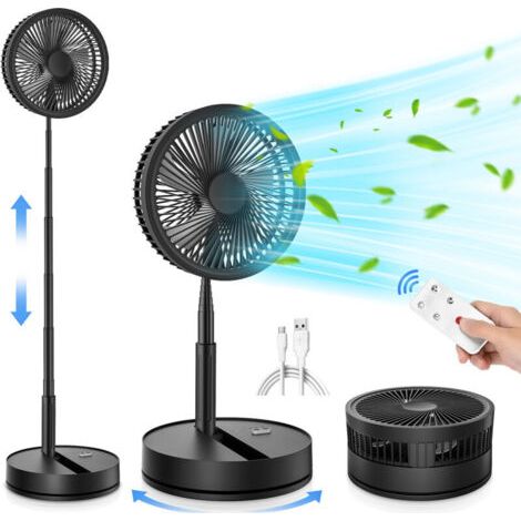Green Mobility – Tragbarer Standventilator Mit Fernbedienung, Faltbar (23 Cm), Usb-akku, Höhenverstellbar, 4 Geschwindigkeitsstufen