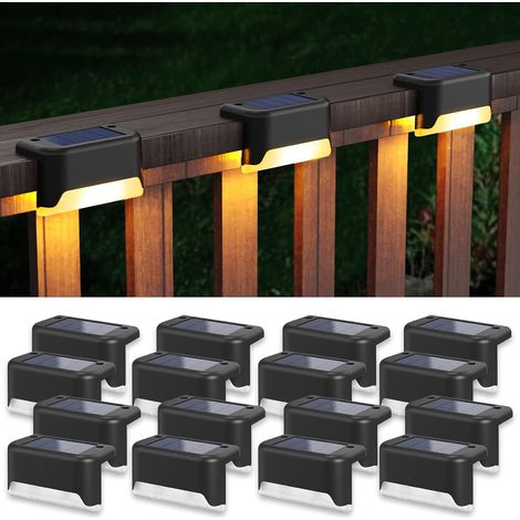 Set Mit 16 Solar-terrassenleuchten, Wasserdicht, Warmschwarzes Led-licht, Ideal Zur Beleuchtung Von Stufen, Zäunen, Terrassen Und Treppen.