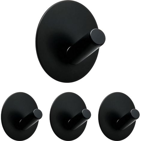 Set Mit 4 Selbstklebenden Haken Für Schränke, Badezimmer, Duschen, Toilettenartikel, Küchen Und Aufbewahrung Wasserfest Und Langlebig Schwarz