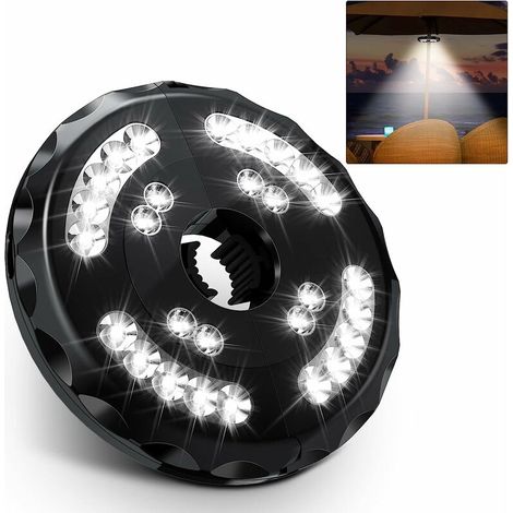 Green Mobility – Wiederaufladbare Sonnenschirmlampe, 28 Led-leuchten, 2 Helligkeitsstufen, Einstellbar (weißes Licht) –