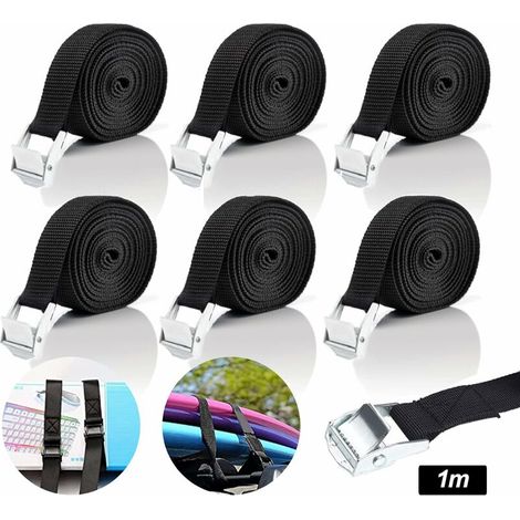 6-teiliges Set Ratschen-spanngurte, Verstellbare Spanngurte, Kurze Spanngurte Für Motorrad, Fahrradträger, Kajak, Gepäck, 1 M X 25 Mm (schwarz)