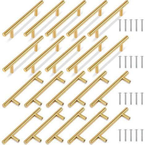 Green Mobility - T-griffe, 20er-packung, Goldfarben, 150 Mm Breit, Für Schranktüren Und Schubladen, 96 Mm Mittenabstand.