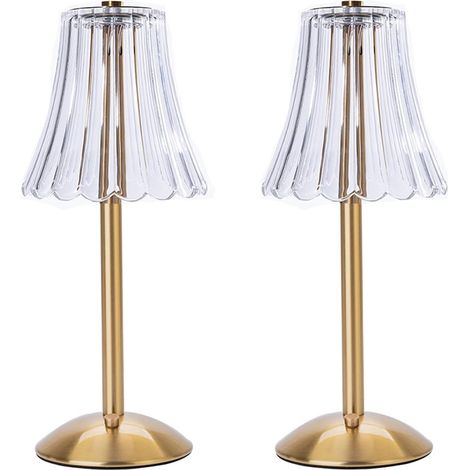 Kabellose Tischleuchte Für Zuhause, Esstisch Und Restaurant, Dreifarbige Touch-funktion, Wiederaufladbar Über Usb (2 Goldene Blumenlampen)