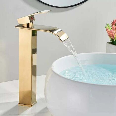 Green Mobility Gold Wasserfall-waschtischarmatur, Wasserfall-badarmatur Mit Verstellbarem Auslauf, Wasserfall-waschtischarmatur Für Warm- Und Kaltwasser