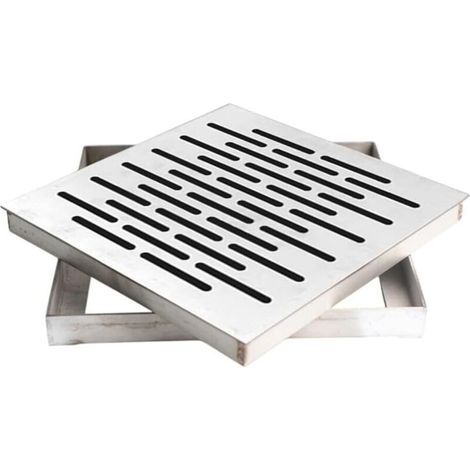 Xepho Edelstahl-bodenablauf Mit Rahmen, Externer Ablaufabdeckung, Regenwasserablaufrost, Rutschfestem Quadrat Für Gartenböden (200 X 200 X 20 Mm)