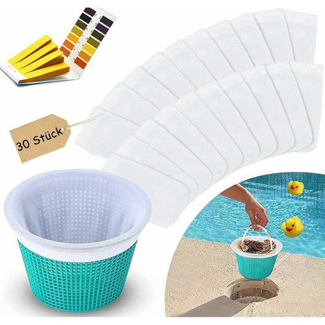 Vurahome - Chaussettes De Skimmer Piscine 30 Pièces Et Papier Test Ph, Réutilisable Filtre Skimmer Piscine, Filtres Durables Élastiques, Pour Attraper Les Feuilles D'Arbre,piscine Et Protégez La Pisci