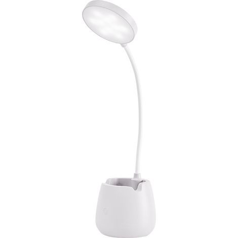 Led-schreibtischlampe Mit Stifthalter, Einstellbarer Helligkeit Und Farbtemperatur, Kindernachttischlampe (weiß)