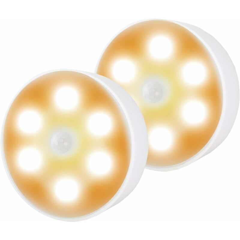Lâmpada Com Sensor De Movimento, Luz Noturna Led Recarregável, Com Almofadas Adesivas 3m E Ímã, Sala De Estar, Banheiro, Corredor (branco Quente 2 Unidades)