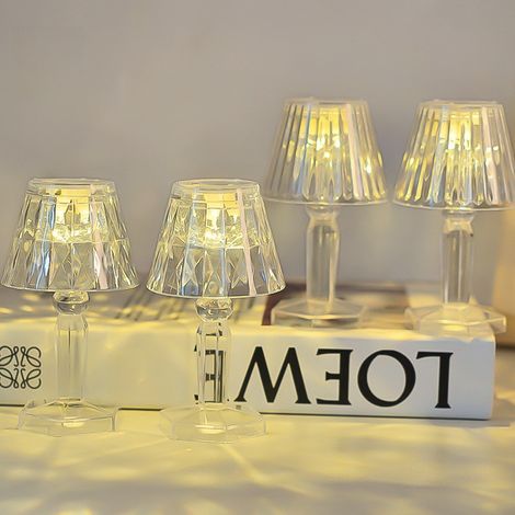 Kristall-tischlampe + Ambientelicht Mit Reflexion, 4-teiliges Led-nachtlicht, Nachttischlampe Fürs Schlafzimmer, Geburtstagsgeschenk.