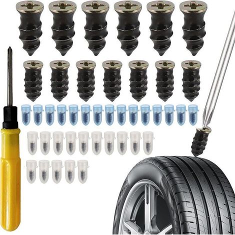 Outil Du Mécanicien, 30 Clous En Caoutchouc Pour Réparation De Pneu De Voiture Et Moto,avec Tournevis, Clous En Caoutchouc De Pneu Sous Vide, Clou Reparation Pneu Convient Aux Voitures, Motos(15 S+15