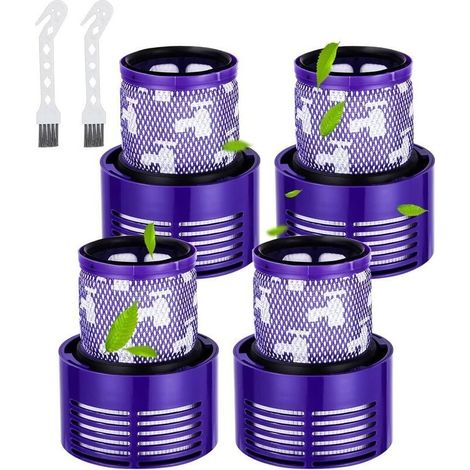4 Filtres Pour Dyson V10 Cyclone V10 Sv12 Series Avec 2 Brosses Pour Aspirateur V10 Absolute V10 Animal V10 Total Clean Lavables