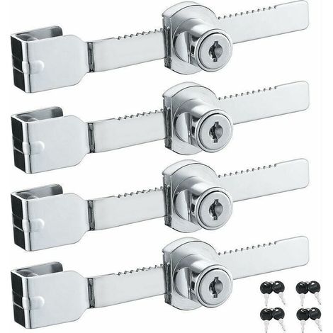 Lot De 4 Verrous De Porte Coulissante En Verre Avec Finition Chromée, Clés Identiques,petites,gu.b/bon Thsinde--