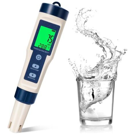 Digitales 5-in-1-ph-meter Mit Hintergrundbeleuchtetem Lcd-display, Wasserdicht Und Für Den Einsatz Im Schwimmbad Geeignet.