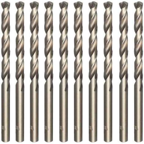 Bunthaus Lot De 10 Forets Hélicoïdaux Dorés En Acier Rapide M35 Et Cobalt - Pour Percer L'Acier Inoxydable, Les Aciers Durs, La Fonte, Le Cuivre, L’aluminium, Le Bois Et Le Plastique - 5 Mm X 86 Mm